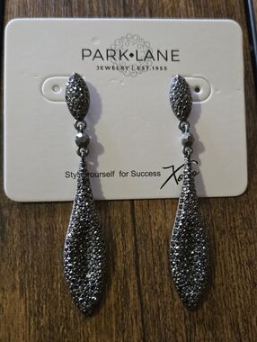 ParkLane Gunmetal Pave Teardrop Dangle Earrings